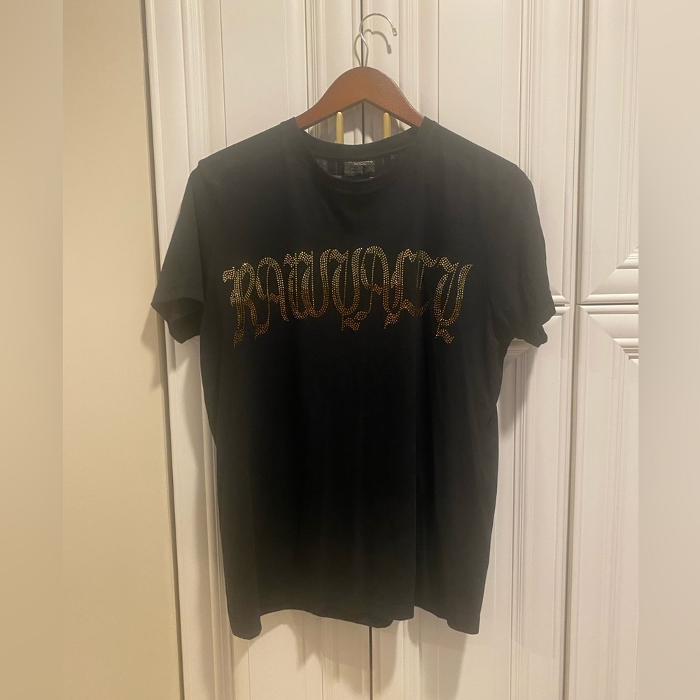 Black Crystal T-Shirt with Skull and Flames - Picture 4 of 4